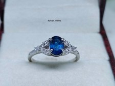 Natural Blue Sapphire Ring 925 Sterling Silver Natural Women's Handmade Ring