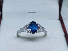 Natural Blue Sapphire Ring 925 Sterling Silver Natural Women's Handmade Ring