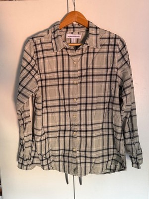 Amazon Essentials Damen Bluse Gr. L   Hellgrau Kariert   100% Baumwolle