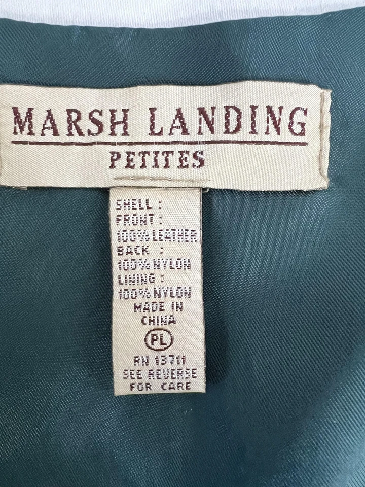 Marsh Landing Petites Vest Womens Petite Large Green Suede Leather Button Front - Image 4 of 4