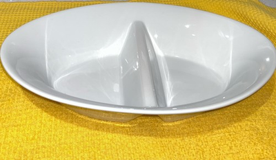 #ad Tag Split Serving Dish In White 14.25”X10X3.5”D Perfect For Thanksgiving Sides $7.77