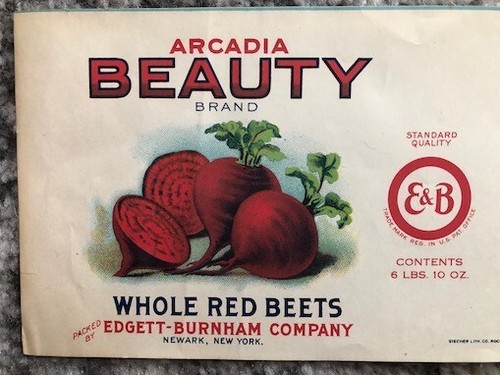 Whole Red Beets Can Label | Vintage 1940s Original Vegetable Tin NOS Unused - Picture 4 of 11