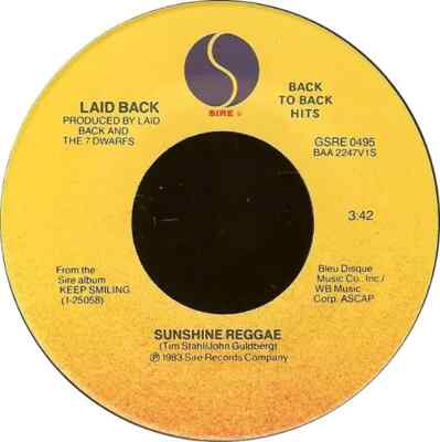 Laid Back White Horse / Sunshine Reggae Vinyl Single 7inch Sire
