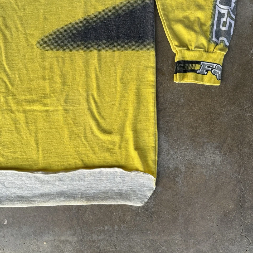 Camiseta deportiva vintage años 90 Fox Racing motocross amarilla negra manga larga AOP grande 1997 Foto 2 de 4