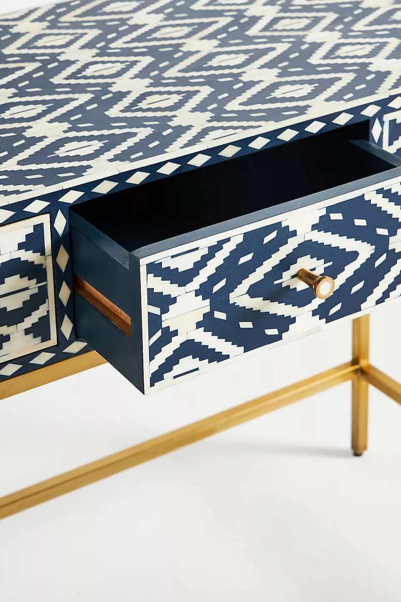 Anthropologie Ikat Inlay Vanity Table eBay
