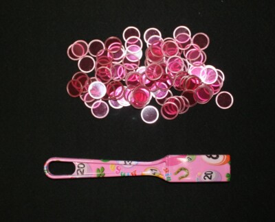 Magnetic Designer Pink Bingo Wand and 100 Chips Markers - Use on paper sheets 