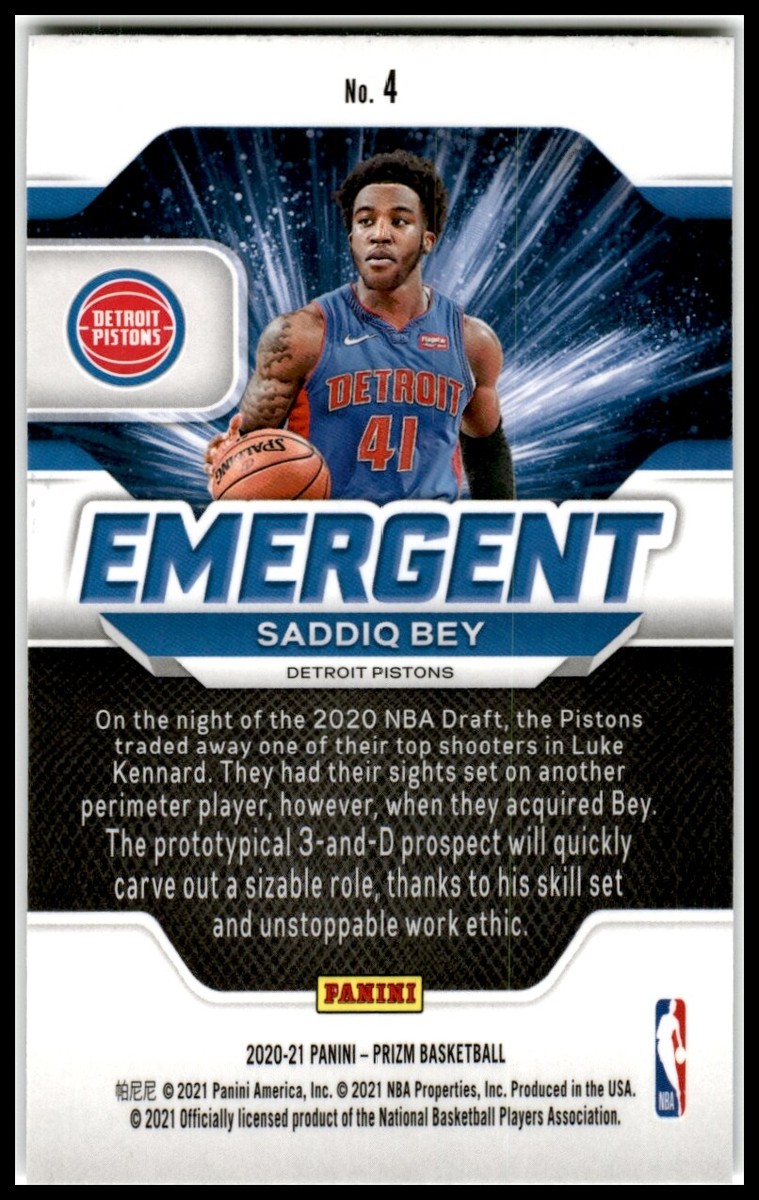 2020 Panini Prizm #18 Saddiq Bey Emergent Rookie | eBay