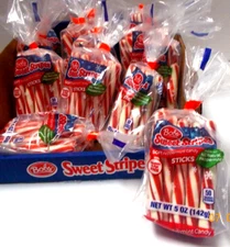BAG OF BOB"S PEPPERMINT STRIPES CANDY STICKS Soft All Natural Sweet 5oz-10 pcs.