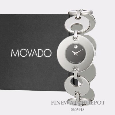 Authentic Movado Women's Buleto Black Dial Stainless Steel Watch