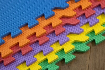 Get Rung 3/8'' EVA Soft Square Interlocking Tiles   Anti-Fatigue Gym & Play Mat