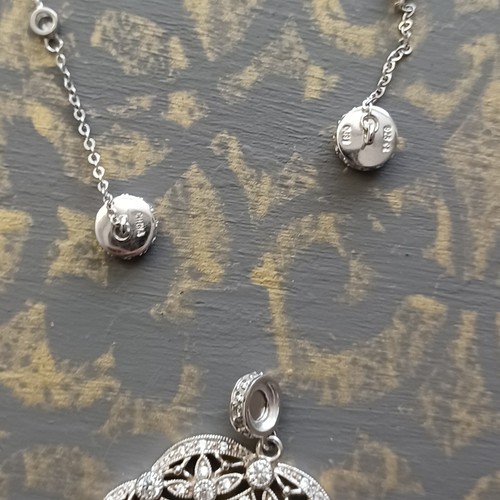 John Esposito Espo Silver .925 Art Deco Necklace W/ Clear CZ 10” Magnetic Clasp - Picture 8 of 10