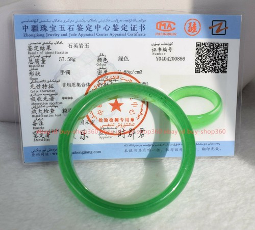Natural Green Jade Gems Bangle Bracelet 56-62mm Jewelry +Certificate - Picture 10 of 15
