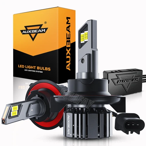 AUXBEAM H13 9008 LED Headlight Bulbs Kit High Low Beam 6500K Super Bright CANBUS