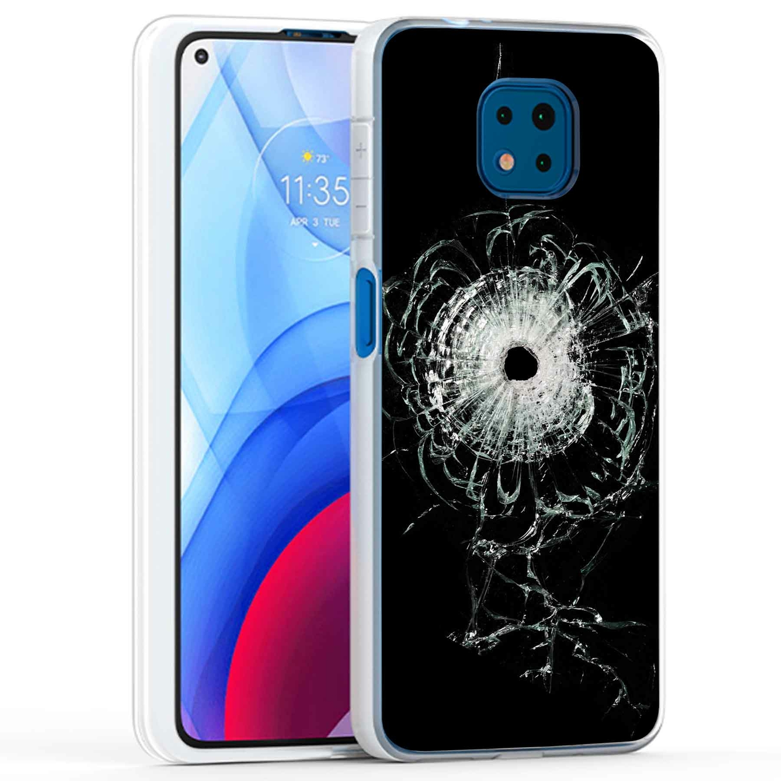 Phone Case Cover for Motorola Moto G Power 2021,Bullet Glass Hole Print, USA