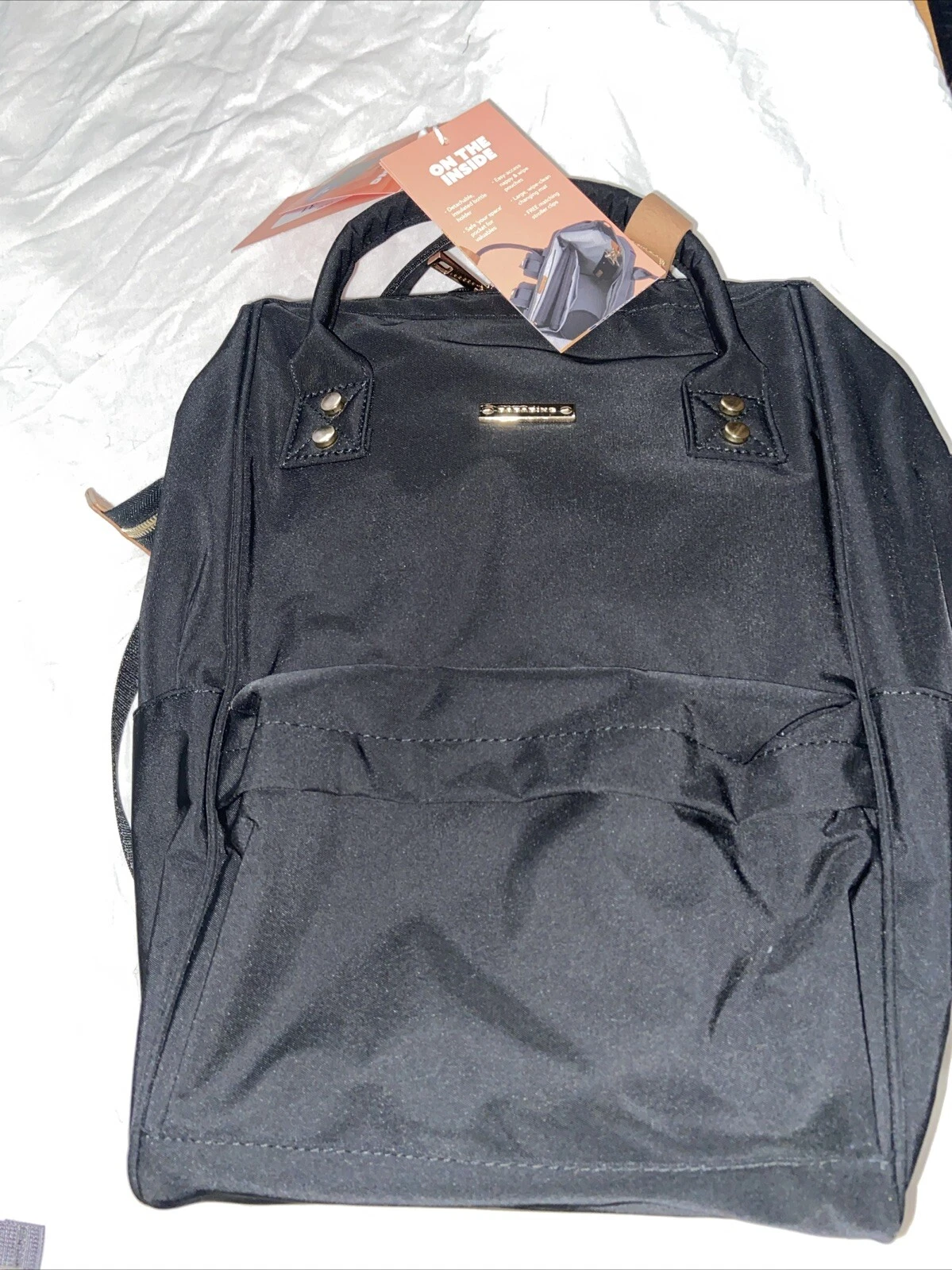 BabaBing! Mani Backpack baby Changing Bag With Bottle Holder & Mat - Black NEW