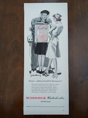 1940 vintage Munsingwear underwear print ad. Unique, retro advertisement