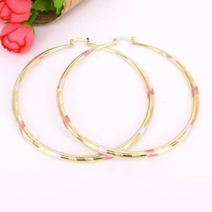hoop 4mm layered 70mm 18k tone filled earrings round three gold