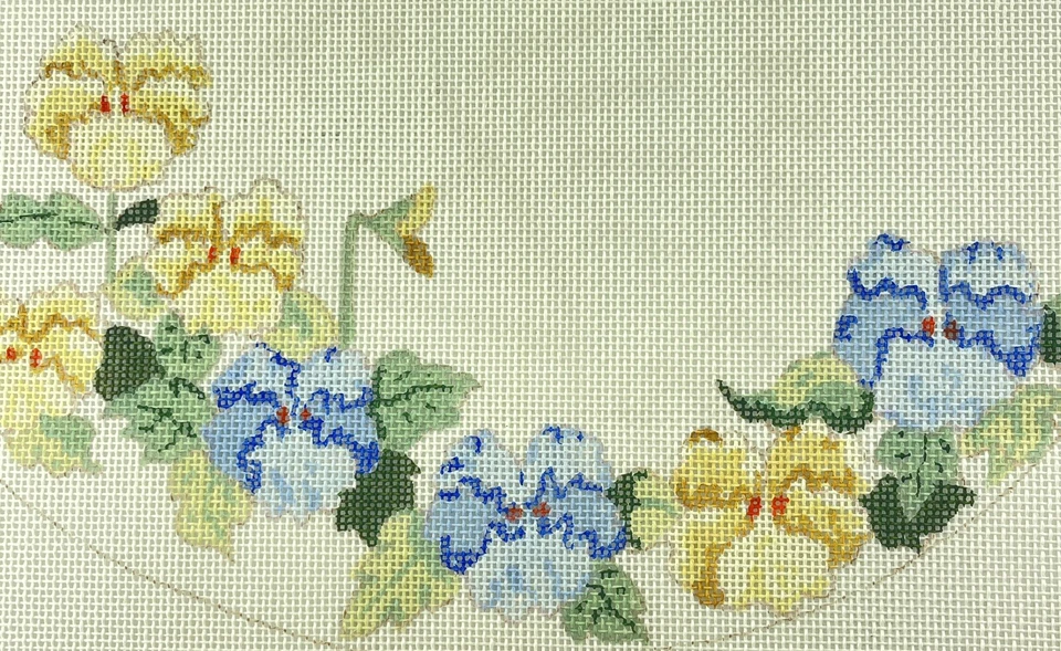 Needlepoint Canvas Hand Painted Oval Floral Snapdragon Flowers 158 - Image 2 of 4