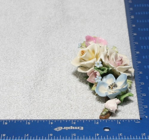 RARE Antique Pink & Yellow Blue Roses Flowers Branch Floral Capodimonte Style 7” - Picture 5 of 14
