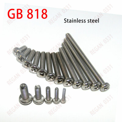 M3 304 Stainless Steel Phillips Cross Pan Head Machine Screw Bolt GB818