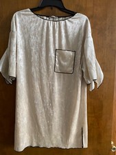 WOMENS ZARA BASIC COLLECTION DRESS IVORY WITH BLACK TRIM SIZE SMALL