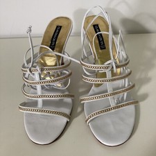Claudia Ciuti Sandals Size 8 Italian White Strappy Heel Wrap Goddess Bridal