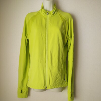 Scott Jacket Womens 4/6 Chartreuse Yellow Full Zip Cycling Running Thumbholes