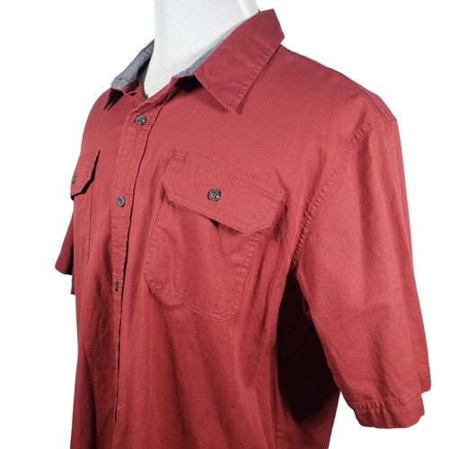 Wrangler Shirt Mens Size XL Burgundy Red Flex for Comfort Short Sleeve Button Up - Picture 6 of 9