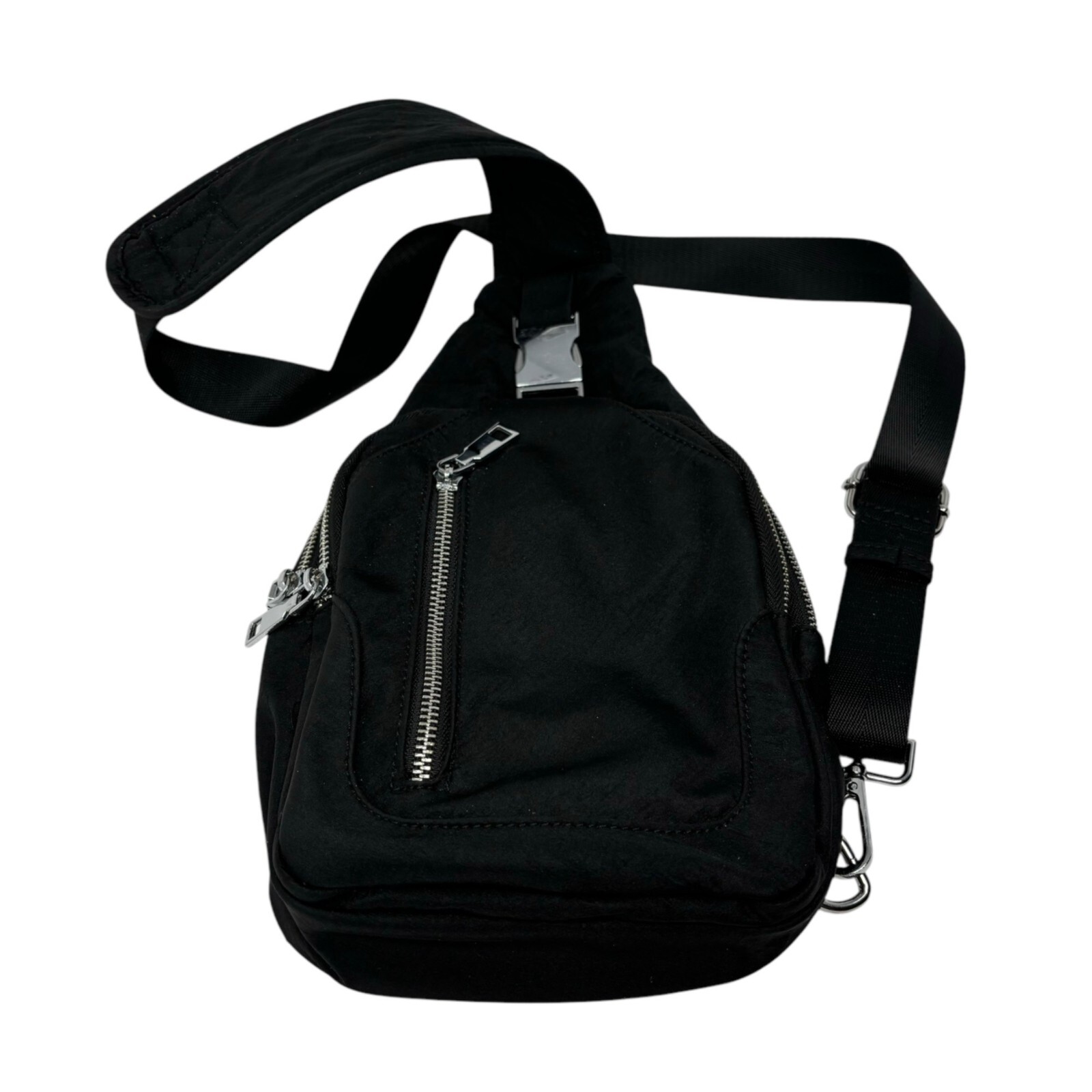 Madison West Black Sling Backpack With Zippered Pockets & Adjustable Strap