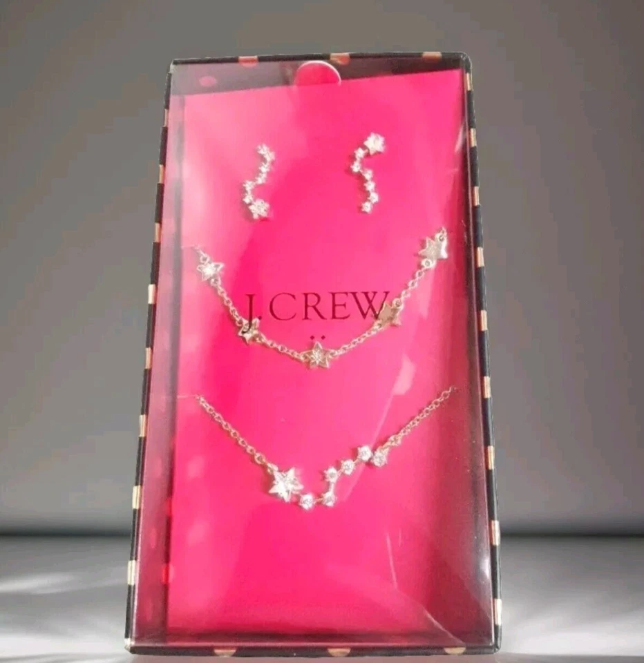 J.Crew Factory Celestial Crystal Necklace Earring Bracelet Set Gold Plated NWT - Image 2 of 4