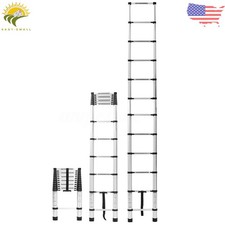 10.5-14.5FT Aluminum Telescoping Extension Step Ladder Multi-Purpose Ladder