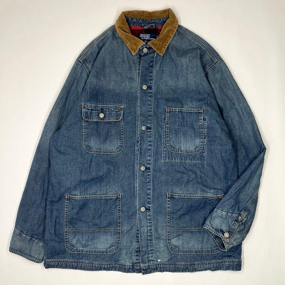 Polo Ralph Lauren 90s Denim Coverall XL Navy Vintage Work Jacket