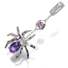 Auth CHAUMET Pendant Attrape-moi Spider Amethyst Diamond 18K 750 White Gold