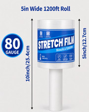 2/8/16 Rolls 5 in. x 1200 ft. Stretch Hand Wrap Clear Cling Plastic Wrap