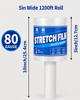 2/8/16 Rolls 5 in. x 1200 ft. Stretch Hand Wrap Clear Cling Plastic Wrap
