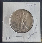 1945 Uncirculated 90% silver Walking Liberty Half dollar Super Sharp.