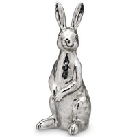 Deko Hase 30 Cm Silber Aus Kunststein Stehende Hasenfigur Osterhase Wohndeko