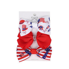 3PCS American Flag Hair Bow Clips 4Th of July Patriotic Hair Accessories for Bab