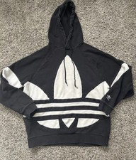 Vintage 90's Adidas Trefoil All Over Big Logo Hoodie Sweatshirt Size XL Rare