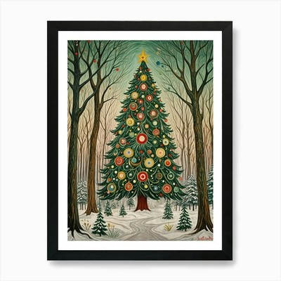 Weihnachtsbaum im Wald Nr2 Kunst gerahmt Wandbild Poster Leinwanddruck Bild