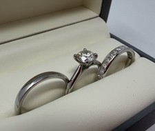 Stunning Platinum Wedding Set Over 2ct