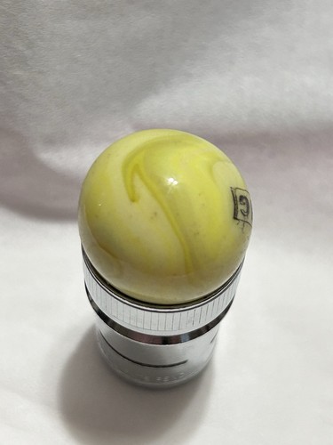 Railroad Crossing Sign Advertising Glass 15/16” Shooter Marble 24mm Yellow Slag - Picture 3 of 7