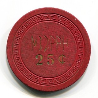 25 CENT CASINO CHIP FROM THE MIZPAH TONOPAH NV.