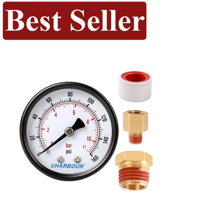 #ad Versatile Water amp; Gas Pressure Gauge 160psi with Thread Adaptor Connections $12.99
