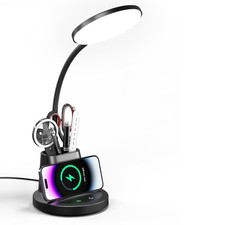 Desk Lamp with Wireless Charger, LED Desk Lamp for Home Office with Pen Holde...