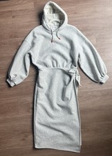 Zerina Akers For Bar lll Cotton Hooded Sweater Dress Light Gray Midi M