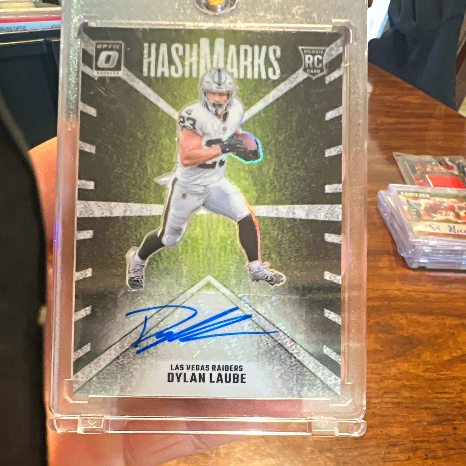 Panini 2024 Donruss Optic Hash Marks Dylan Laube Raiders HM-DLE RC Auto