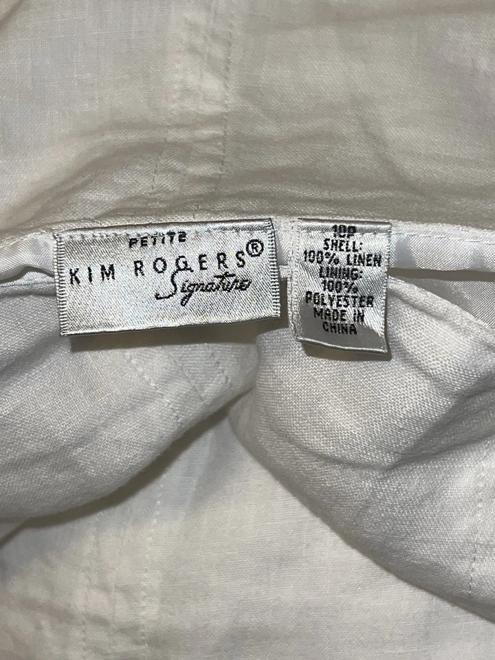 Kim Rogers Signature White Linen Midi Skirt Sz 10P Godet Preppy Feminine Summer - Image 3 of 3