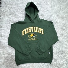 Vintage Russell Athletic Hoodie UTAH VALLEY UNIVERSITY Green Hooded Embroidered