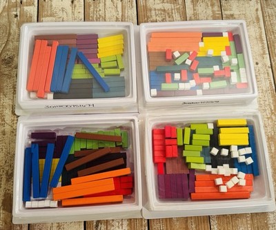 4 Complete Sets of 74 Each Multicolor Cuisenaire Rods EUC